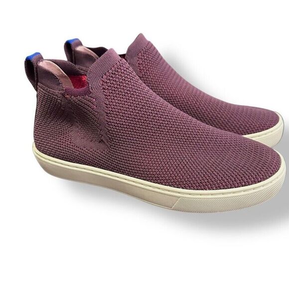 Rothy’s Berry Lattice Stitch Chelsea Boots Women 7 Purple Retired Pull On Comfy - Picture 1 of 9